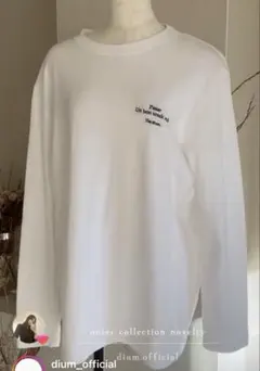 dium. ノベルティ　ホワイト 長袖 Tシャツ