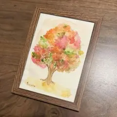 水彩画 紅葉の絵（2L版サイズ）