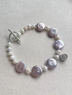 淡水バロックパール ブレスレット ピンク×ホワイト 大粒 上品アクセサリー