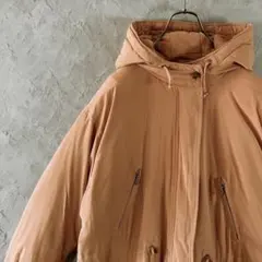 ヴィンテージ　アースカラー　ダウンジャケット　ドロスト　ロング丈　茶色　HD3