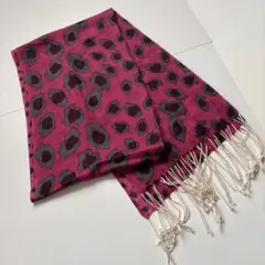 ヒョウ柄ピンクストール フリンジ付き