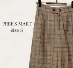 S パンツ　ワイドパンツ　茶色　チェック　レディース