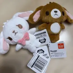 シュガバニしろうさ、くろうさぬいぐるみ 2점 세트