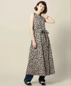 beauty&youth レオパードラップノースリーブワンピース
