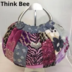 ❣️シンクビーThink Bee! ❣️パッチワーク　スパンコール　ハンドバッグ