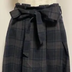 earth music&ecology チェック柄 リボンフレアスカート