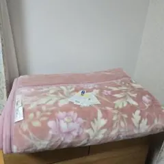 【新品】ロマンス小杉　アクリル２枚合わせ毛布　シングル　ピンク　花柄
