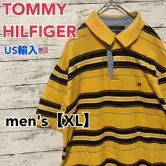 ●T290【US輸入】トミーヒルフィガー ポロシャツ イエロー系 メンズ【XL】