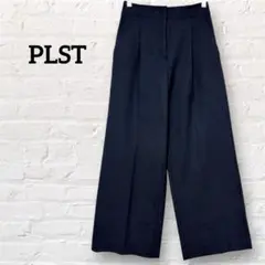 PLST プラステ 黒 ワイドパンツ レディース S ストレッチ センタープレス