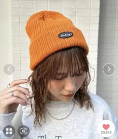 Dickies ディッキーズ 1ポイント刺繍ロゴワッペンニットキャップ オレンジ