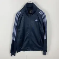 訳あり adidas アディダス トラックジャケット ジャージ ロゴ刺繍 L 紺
