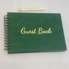 ゲストブック 芳名帳　グリーン　ボールペンつき　結婚式　ウェディング