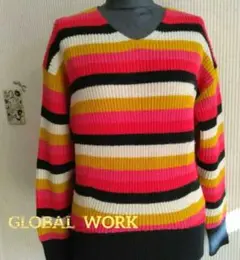 ◆美品◆　GLOBAL WORK　カラフルボーダーのニットセーター