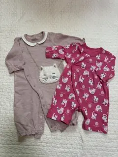 petit main 長袖 カバーオール 猫 60 70