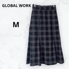＊グローバルワーク＊スカート ロング丈 フレア タータンチェック バックゴム M