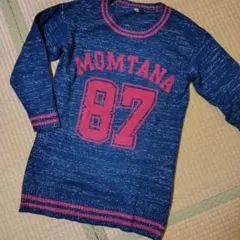 ♡RYURYU♡RP MOMTANA 87 長袖ニット ♡ネイビー/レッド♡L