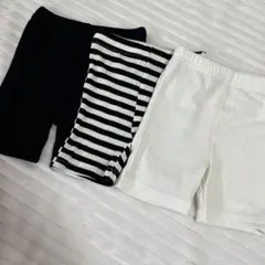 パンツ3点セット（黒・ストライプ・白） 73