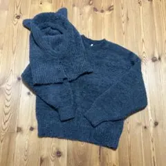 ダークグレー クルーネックニット Mサイズ