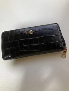 COACH 長財布 クロコ型押し ブラックのサムネイル