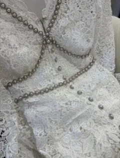 Self-Portrait 長袖 レースドレス パール装飾のサムネイル