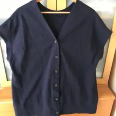 ネイビー半袖 Vネック チュニック