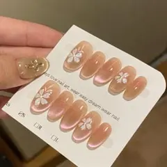 花柄グラデーションネイルチップセット マグネットキラキラ