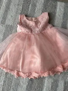 ピンクのレースベビードレス 大体80サイズ