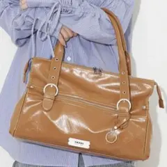 GRAIN フリル付き ハンドバッグ ブラウン 美品 GRAIN フリル付き ハンドバッグ ブラウン 美品 - メルカリ