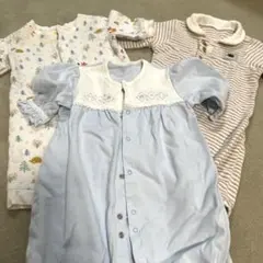 新生児　カバーオール　3枚セット　美品　50〜60cm 秋冬　綿 赤ちゃん