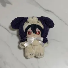 ぬい服 リボン付き紫フード 編み物