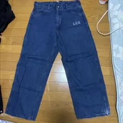 L.E.E. ダークブルー ワイドレッグデニムパンツ