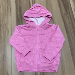 ピンク フード付きジップアップ
