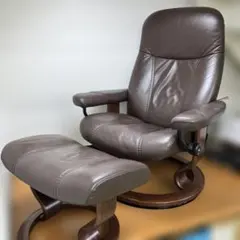 No465 EKORNES 本革ストレスレスチェア オットマン付 引取り