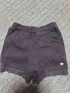 プティマイン　ダークグレー レース裾ショートパンツ90