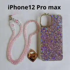 iPhone12Pro maxケース❤️キラキラ　綺麗　スマホリング　ストラップ付