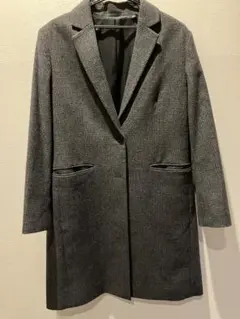 ユニクロ　UNIQLO XL チェック柄 チェスターコート ウール×カシミヤ