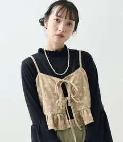 FREAK'S STORE ベロアフラワー刺繍ビスチェ