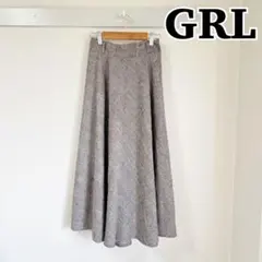 GRL グレイル　グレンチェック柄ロングフレアスカート