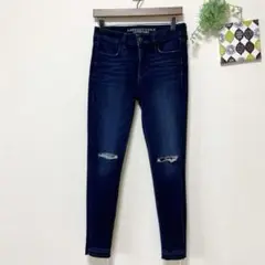 【アメリカンイーグル】 デニム ジーンズ スーパーストレッチ S相当 ダメージ