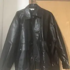 黒 合成皮革 カジュアルジャケット