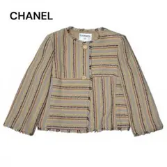 CHANEL シャネル ウッド ロゴボタン ツイード ジャケット 38のサムネイル