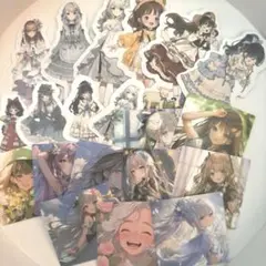 L【同梱50円】 フレークシール　女の子　コラージュ素材　ステッカー