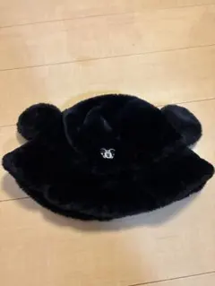 ハット 58cm ミッキー 黒 もこもこ　バケットハット　ディズニー