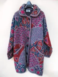 ミッソーニ　総柄ノーカラーコート　トリミング　ウール　ナイロン　イタリア製 ミッソーニ総柄ノーカラーコートトリミングウールナイロンイタリア製