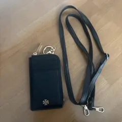 トリーバーチ黒 パスケース 小銭ケース付　リール付き