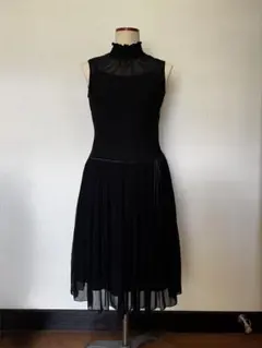 COMME CA ISM ノースリーブ　黒シフォンワンピース
