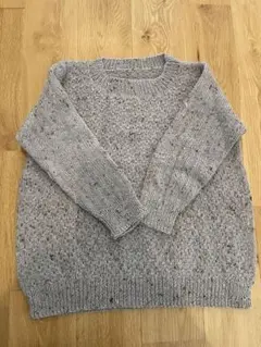 ハンドメイド　レディース　グレー ニットセーター 長袖