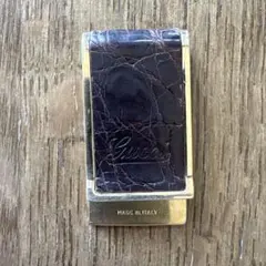 GUCCI ダークブラウンマネークリップ クロコダイル型押し 金運 グッチ