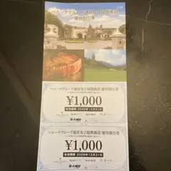 ベルーナ 株主優待 割引券 2,000円分＝1000円×2枚のサムネイル