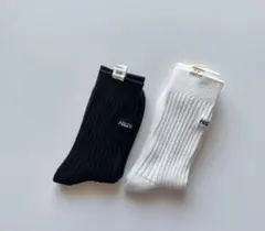 未使用 HIGH LIFE 刺繍ロゴ　リブ編み　ソックス 2足セット